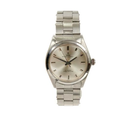 Gentlemen's Tudor Oyster Elegante stainless steel wristwatch with manual wind 21 jewel shock-resisting movement, silvered dia