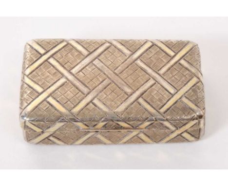 George III silver gilt snuff box of rectangular form with basket weave decoration and silver gilt interior (London 1801) Make