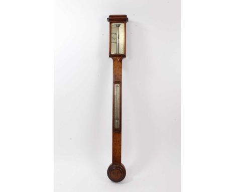 19th century oak stick barometer by Elliot `Brothers ,56 Strand, London 96cm