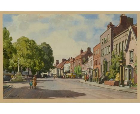 *Leonard Russell Squirrell (1893-1979) pencil and watercolour - Dedham High Street, signed, 33cm x 52cm, in glazed frame, tog