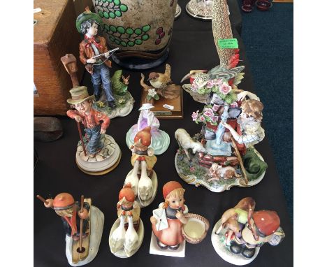 A lot to include Goebel Hummel figures, Capo di Monte figures etc. (11)