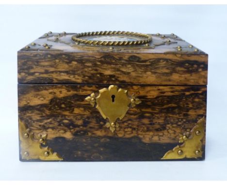 Victorian coromandel box by Howell James &amp; Co., Regent Street, London, the hinged top inset with a classical-themed Jaspe