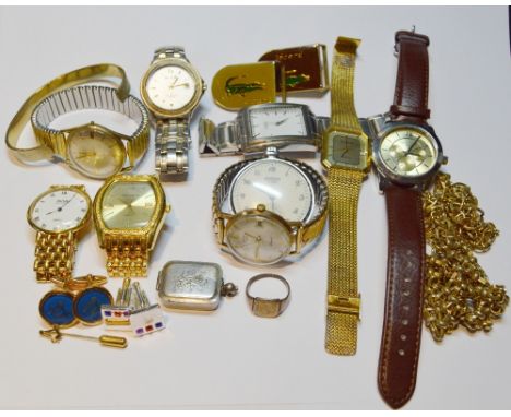 Rotary 9ct gold gent's watch, various other wristwatches and jewellery. 