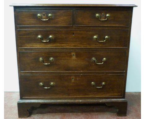 George III mahogany chest of two short and three long graduated drawers, on bracket feet, 94cm high, 97cm wide and 50cm deep.