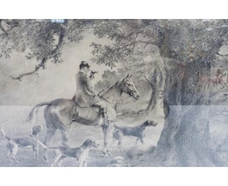 After George Algernon Fothergill (British, 1868 - 1945) Huntsman and hounds Signed in pencil and dated 1914, titled indistinc