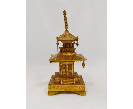 Komai Company of Kyoto, Japan (Meiji Period, 1868-1912) Fine Damascened inlaid sentoku (brass alloy) model cabinet in the for