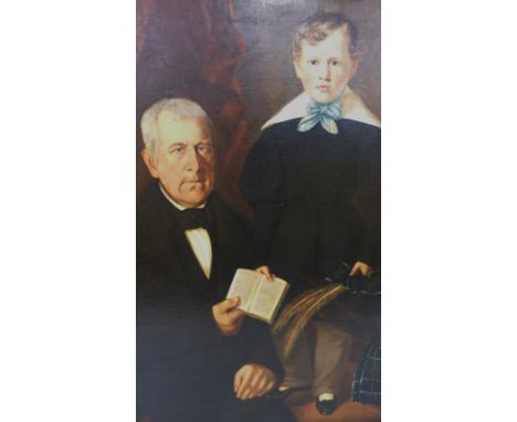 G. McGilvray (Scottish, 19th Century) Portrait of George Scott of Dundee with grandson, the grandson with a plaid scarf holdi