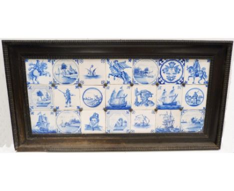 Set of twenty-one Dutch Delft biblical-themed blue and white tiles, c. early 19th century, origin probably Utrecht, depicting