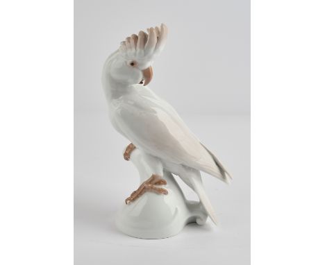 Porzellanfigur, "Rosenkakadu", Rosenthal, Selb-Bavaria, Marke mit Zusatz Sylvester 1928-29 Hotel Bristol Berlin, Modellnummer