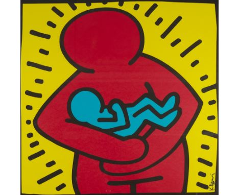 Haring, Keith (Kutztown 1958 - 1990 New York), nach,"Ohne Titel (Mutter mit Kind)", Serigrafie auf Papier, im Druck signiert 