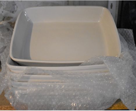 Another nice set of white rectangle ceramic serving dishes. Catering/restaurant size 13x11in. (5)