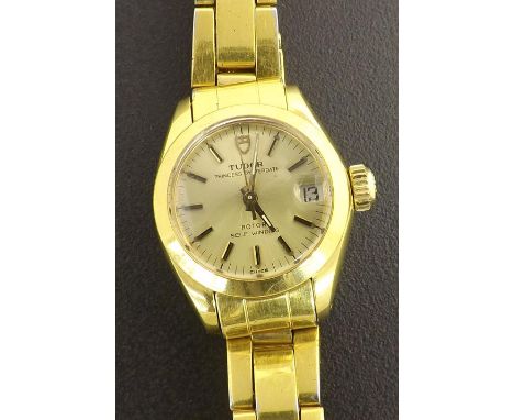 Tudor Princess Oysterdate Rotor Self-Winding gold plated lady's bracelet watch, ref. 92301, no. 947433, gilt dial with baton 