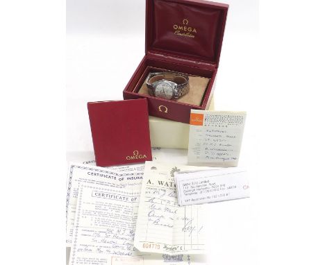 Omega Constellation Chronometer automatic stainless steel gentleman's bracelet watch, circa 1966, circular silvered dial with
