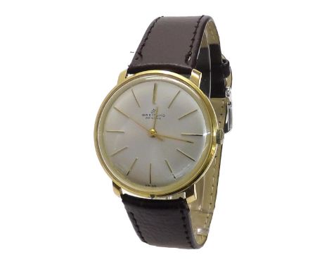 Breitling automatic gold plated gentleman's wristwatch, ref. 2525, circular silvered dial with baton markers and sweep centre