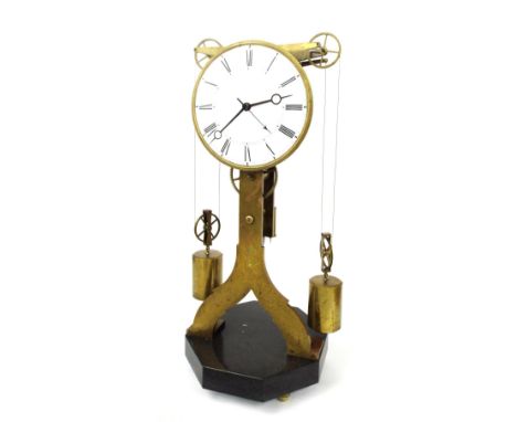 Giant weight driven eight day exhibition type skeleton clock, the movement with pinwheel escapement, the 9" dial with sweep c