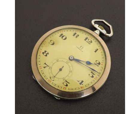 Omega white metal (0.800) lever dress pocket watch, signed 15 jewel adjusted two position movement, no. 6533857, the gilt dia