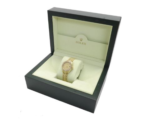 Rolex Oyster Perpetual Datejust 18ct diamond set lady's bracelet watch, ref. 69178, no. R411xxx, circa 1987/88, the gilt dial