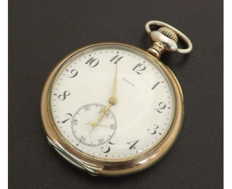 Zenith white metal (0.800) lever pocket watch, movement no. 1973087, the dial with Arabic numerals and subsidiary seconds wit