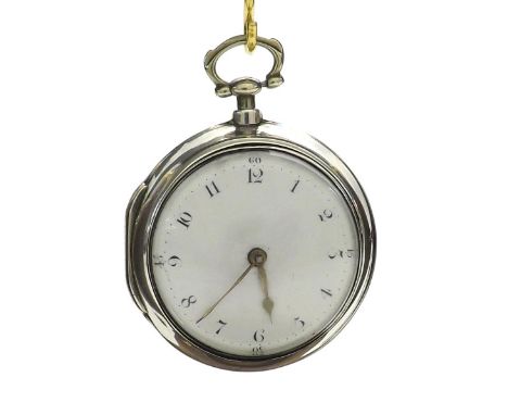 Late 18th century silver verge pair cased pocket watch, London 1797, the fusee movement signed Rich'd Haywood, London, no. 12