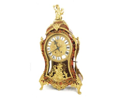 Decorative French boulle style two train bracket clock, the movement with outside countwheel striking on a bell (bell missing