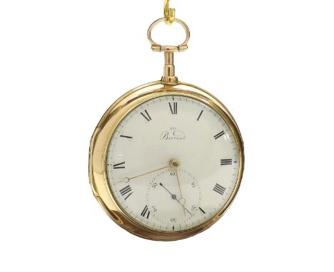 Good Barraud, London 18ct pair cased pocket chronometer, London 1799, the gilt fusee movement signed Barraud, Cornhill, Londo