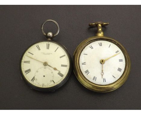 Gilt metal pair cased fusee cylinder pocket watch in need of repair, signed F. Marshall, London, no. 2507, with inscription t