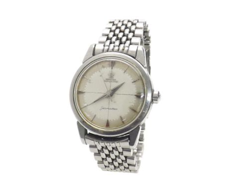 Omega Seamaster automatic stainless steel gentleman's bracelet watch, circa 1958/9, the silvered dial with baton markers, dau