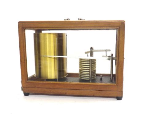 Walnut cased barograph by R. Fuess of Berlin, within a light walnut glazed case, 15.25" wide