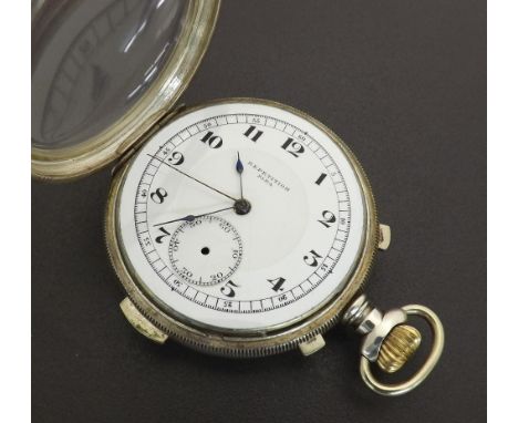 Sterling silver minute repeating pocket watch, the dial branded Repetition Sina, with chronograph centre seconds, Arabic nume