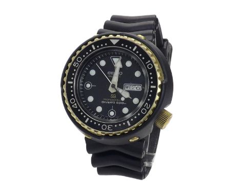Seiko quartz plated Titanium 'Tuna' Professional 600m diver's wristwatch, ref. 7549-7009, case no. 850288, original rubber ba