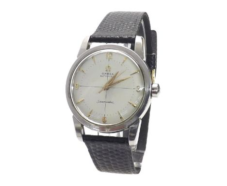 Omega Seamaster automatic stainless steel gentleman's wristwatch, circa 1956, circular cross hair dial with Arabic quarter nu