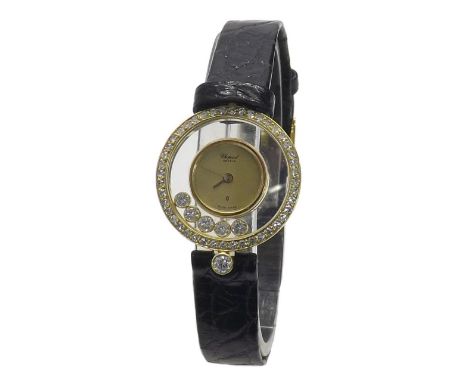 (540993-1-A) Chopard Happy Diamonds 18ct lady's wristwatch, ref. 20/3926, case no. 218229 4065, quartz, Chopard black leather