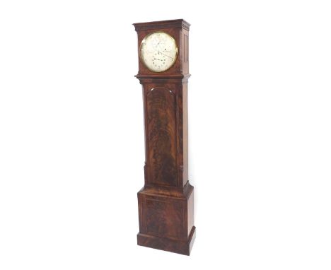 Fine English mahogany month going longcase regulator clock, the 12" circular silvered dial signed E. Satchell, St Albans, wit