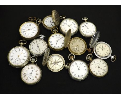 Quantity of various pocket watches in need of attention; together with a pocket compass (13)
