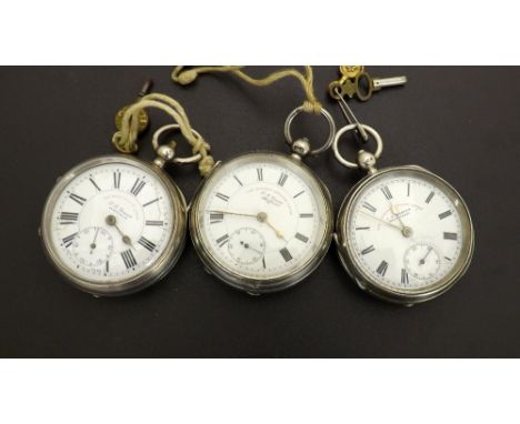 Two English silver J.G. Graves 'The Express English Lever' engine turned pocket watches; together with a silver J.G. Graves '