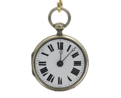 Small Continental fusee verge nickel cased pocket watch, signed L.F Lictenauer, Cologne (Leonh Friedr), with pierced balance 