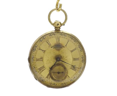 18ct fusee lever pocket watch, London 1855, the movement signed W. Davis & Sons, New Street, Birmingham, no. 13990, with gold
