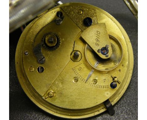 Rare Coventry made going barrel English lever silver pocket watch, Chester 1890, unusual movement with escapement to the side