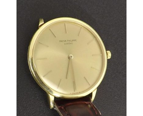 Patek Philippe Calatrava 18k gentleman's wristwatch, ref. 3668, the circular gilt dial with baton markers, cal. 215 18 jewel 