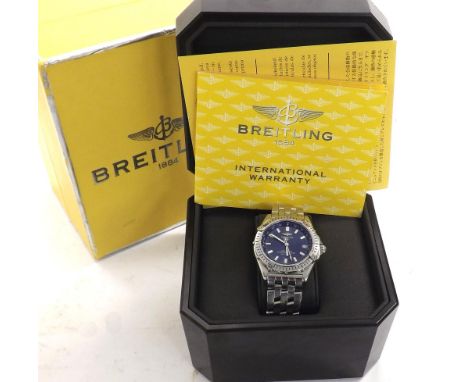 Breitling Wings chronometer automatic mid-size stainless steel bracelet watch, ref. A10350, no. 487794, 39mm; with original b