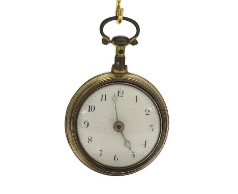 18th century English silver gilt verge pair cased pocket watch, London 1774, signed Jno Jarvis, St. James's Street, no. 210, 