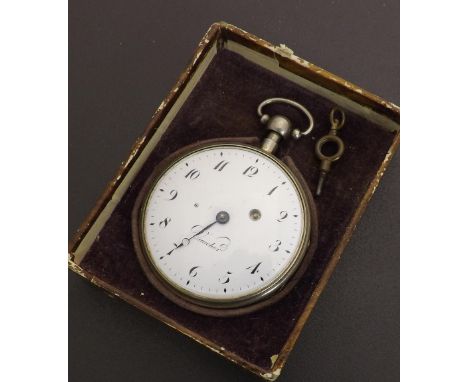 Vaucher quarter repeating white metal pocket watch, gilt hinged cuvette signed and numbered 13002, the signed enamel dial wit
