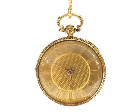 English 18ct fusee verge pocket watch, London 1830, the movement signed F. Janes, 62 Cornhill, no. 8192, plain balance cock w