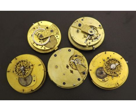 Chevalier & Comp fusee verge pocket watch movement, with the original signed enamel dial, gold beetle and poker hands, 46mm; 