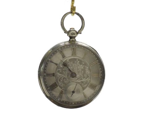 Silver fusee lever pocket watch, London 1876, signed C. Winterhalder, Glasgow, no. 5394, the silvered engine turned dial with