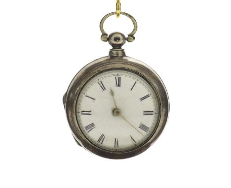English 18th century verge silver pair cased pocket watch, fusee movement signed Rich Griffiths, London, no. 578, with pierce