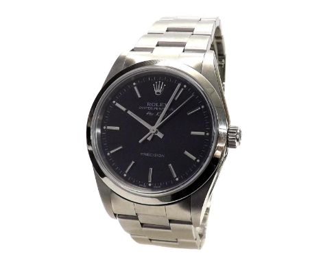 Rolex Oyster Perpetual Air-King stainless steel gentleman's bracelet watch, ref. 14000M, no. Y621xxx, circa 2002, the black d