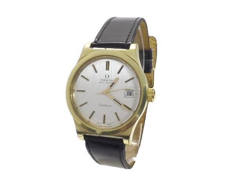 Omega Geneve automatic gold plated gentleman's wristwatch, circa 1973, ref. 166.0168, circular silvered dial with baton marke