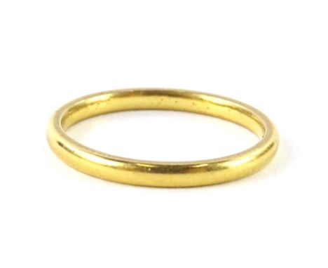 A 22ct gold wedding band, ring size M½, 2.7g all in. 