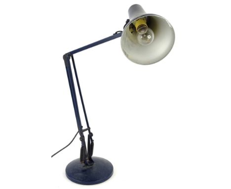 A blue angle poise type lamp, 83cm H.